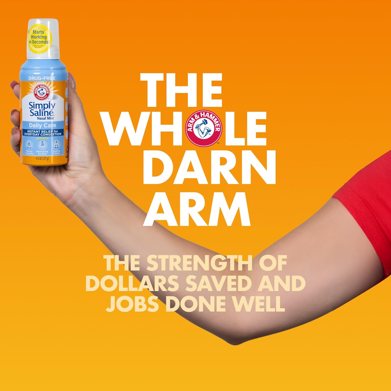 Arm and Hammer, Simply Saline Nasal Care Daily Mist - Instant Relief for Every Day Congestion - One, 4.5 Ounce