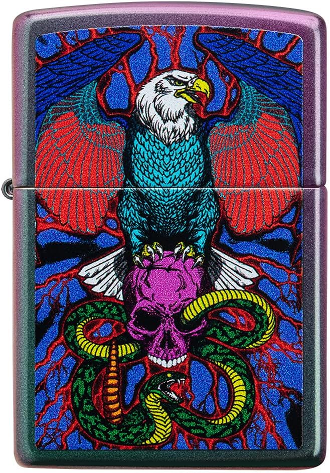 Zippo Eagles Dare Pocket Lighter - Refillable Flip-Top Windproof Lighters - Fierce Soaring Eagle Patriotic Design Pocket Lighters - Luxury Metal Lighter Made in USA