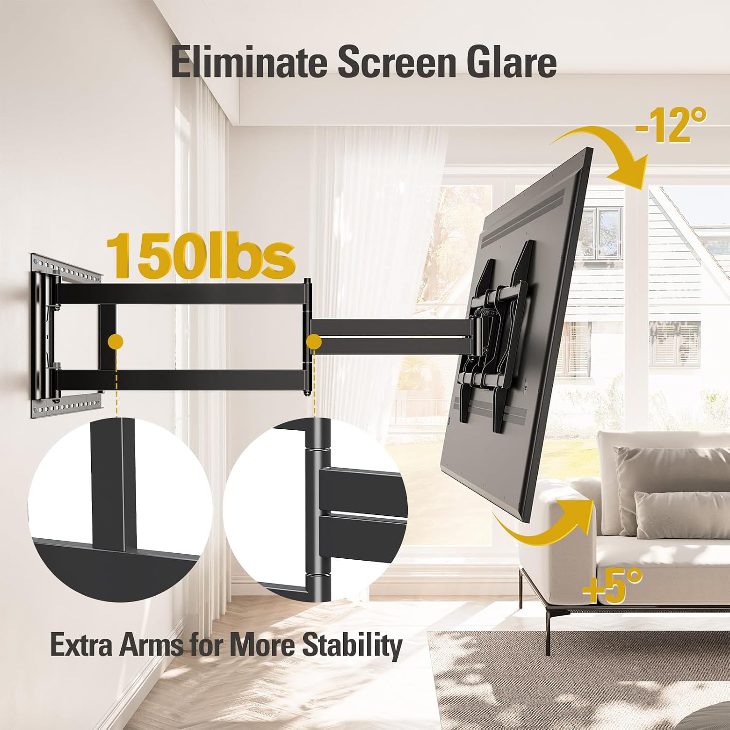 Mounting Dream Long Arm TV Wall Mount Full Motion TV Mount for 42-94" TVs