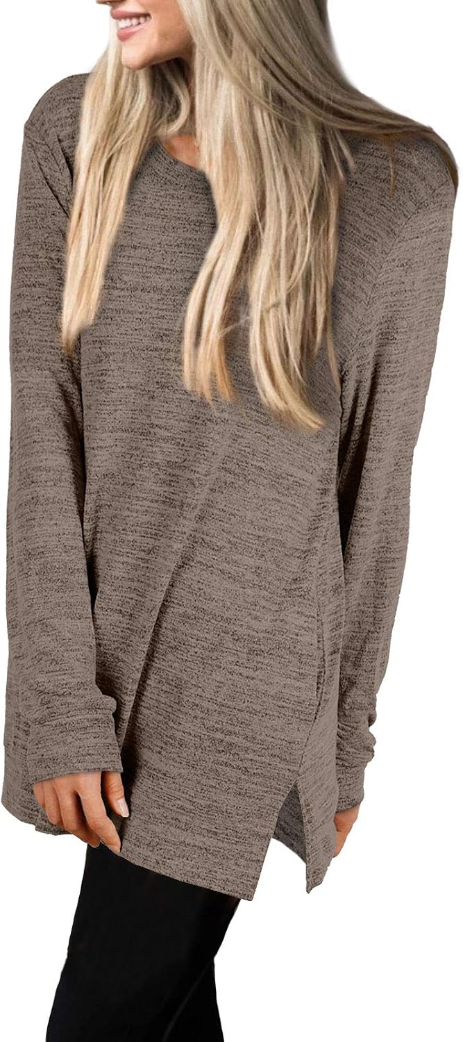 XIEERDUO Womens Casual Sweatshirts Long Sleeve Shirts Oversized With Pocket Tunic Tops S-3XL