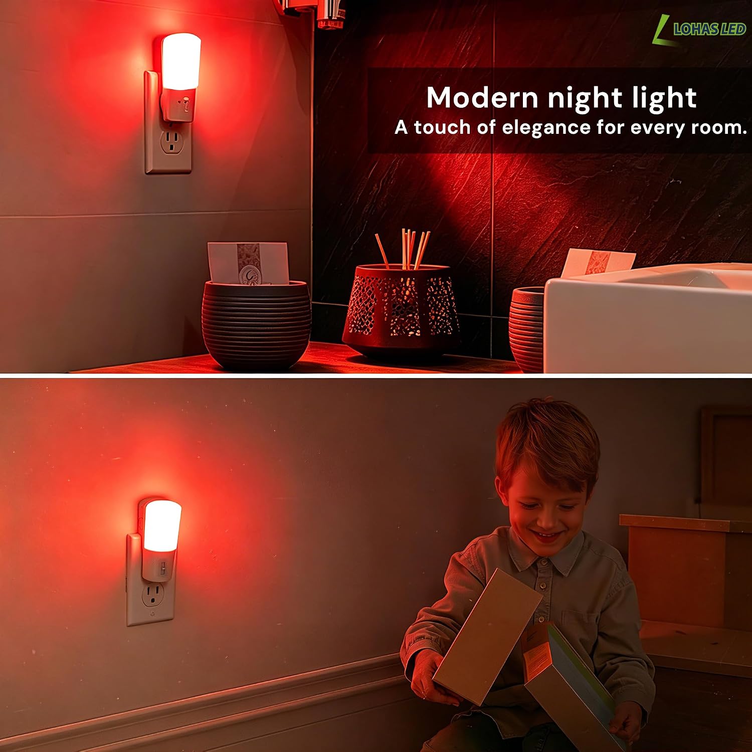 LOHAS-LED Plug in Night Light, Dimmable LED Night Lights Dusk to Dawn 2Pack