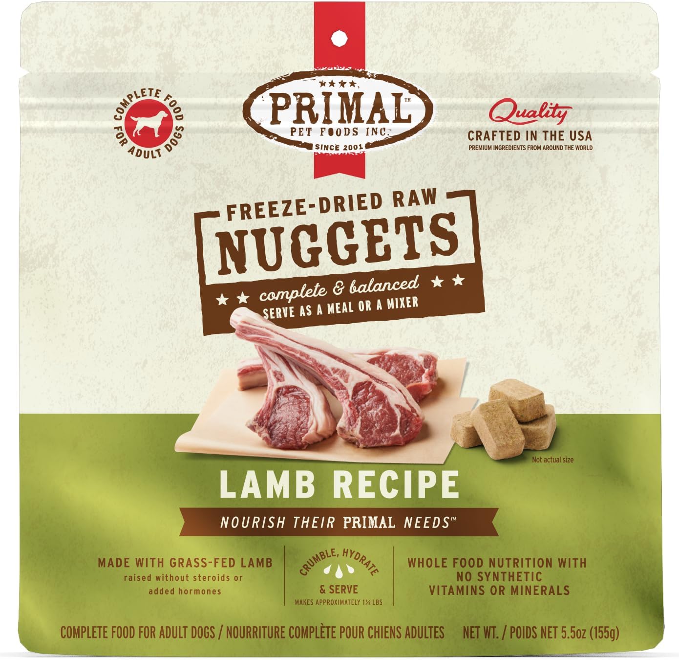 Primal Freeze Dried Raw Dog Food Nuggets, Beef, 14 oz | Complete & Balanced Nutrition, Meal, Topper or Treat, Grain-Free, High Protein, No Synthetic Vitamins & Minerals