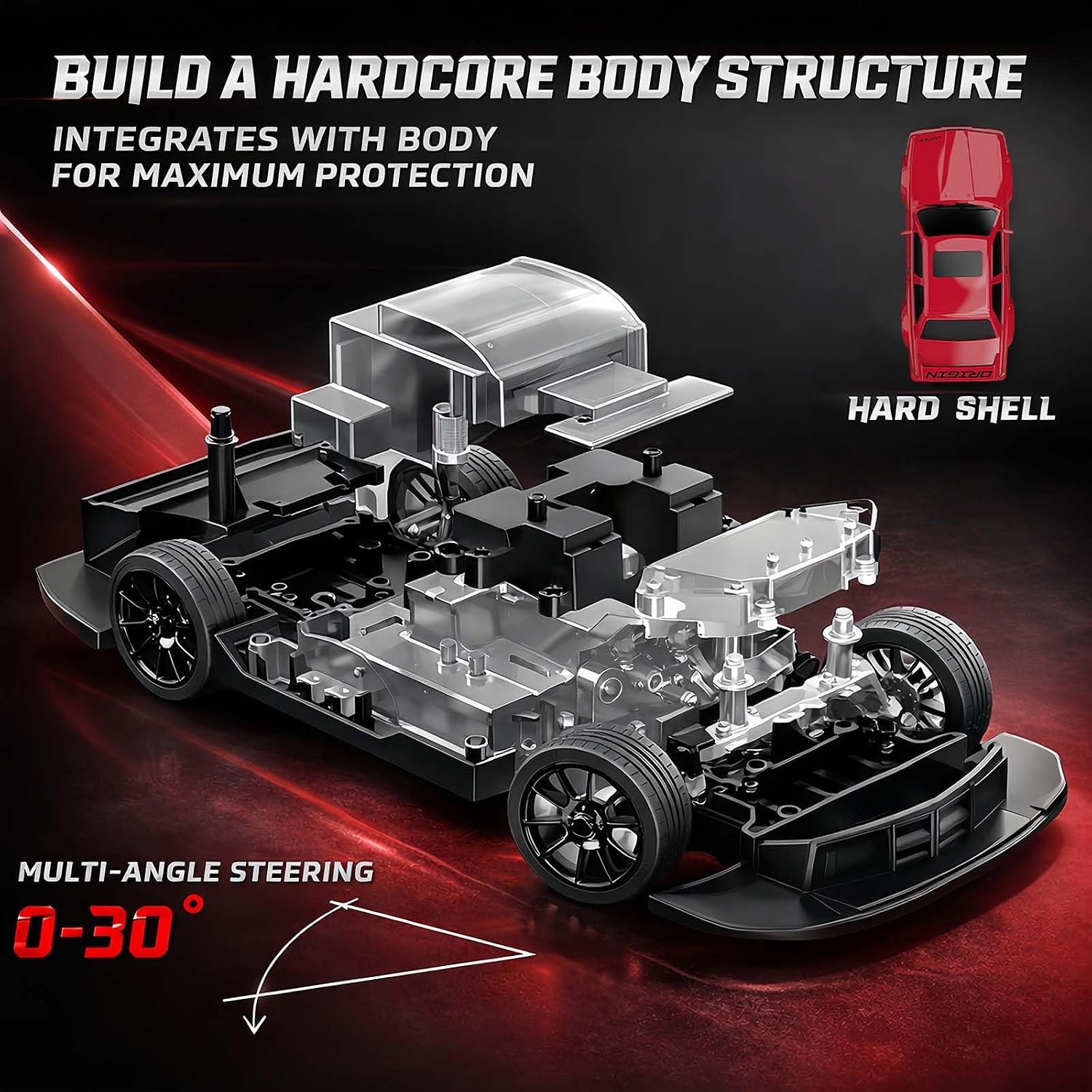 RC Drift Car 2.4GHz 1:16 Scale 4WD 30KM/H High Speed Remote Control Cars Vehicle with LED Lights Drifting Tires Racing Sport Toy Cars for Adults Boys Girls Kids Gift