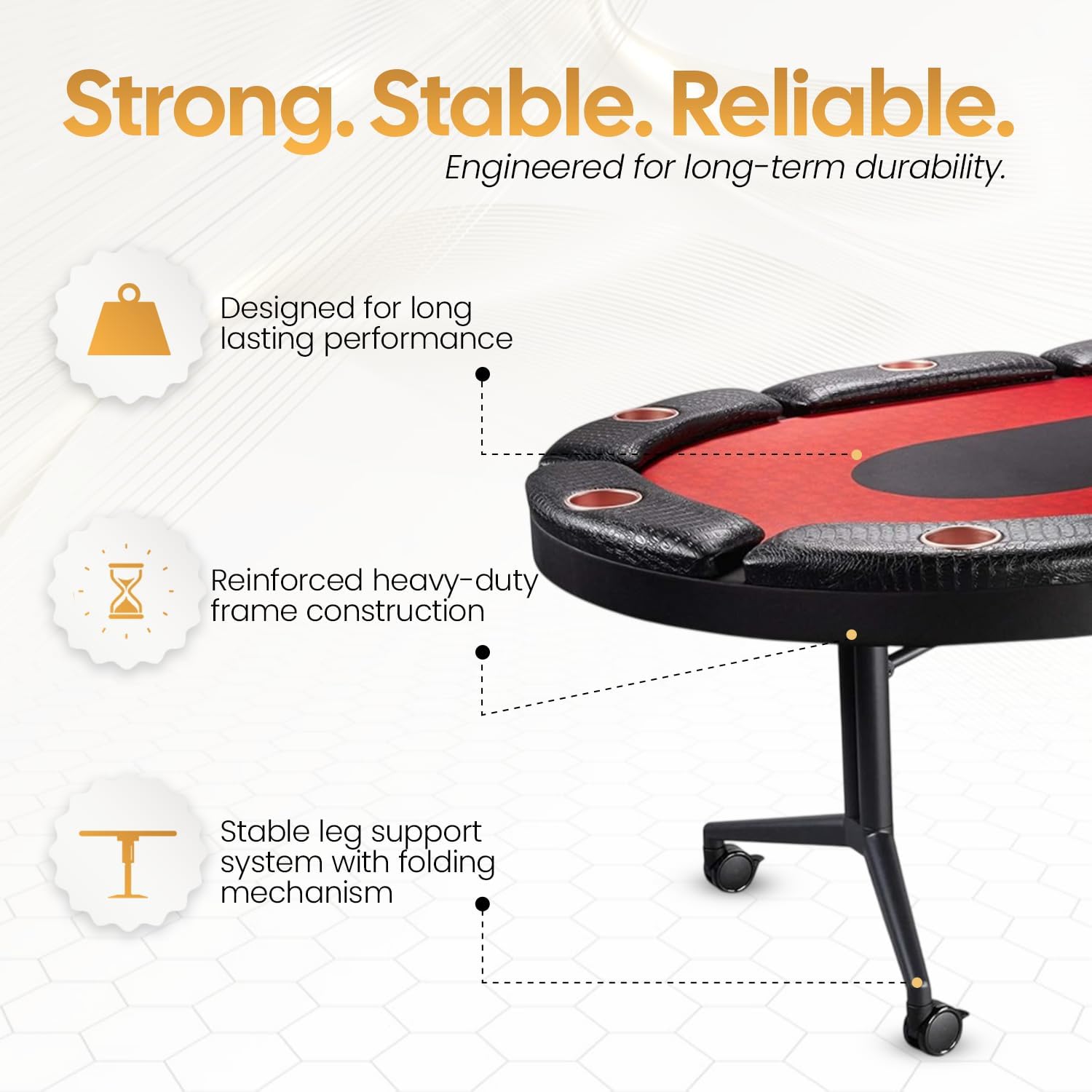 Triton Premium Foldable Poker Table - Poker Table for 10 Players Long-Lasting, Luxurious Vegas Style Casino Experience at Home