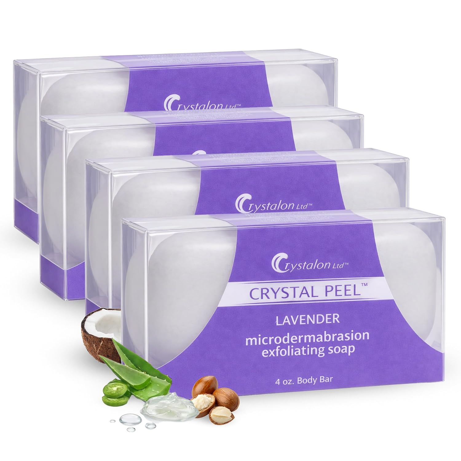 Exfoliating Bar Soap for Men & Women, Crystal Peel Luxury Microdermabrasion Hydrating & Exfoliating Body Soap Bar Solid Magnesium Mineral Scrub for Buffing Away Dirt & Oil Smooths Skin, Lemongrass 8oz