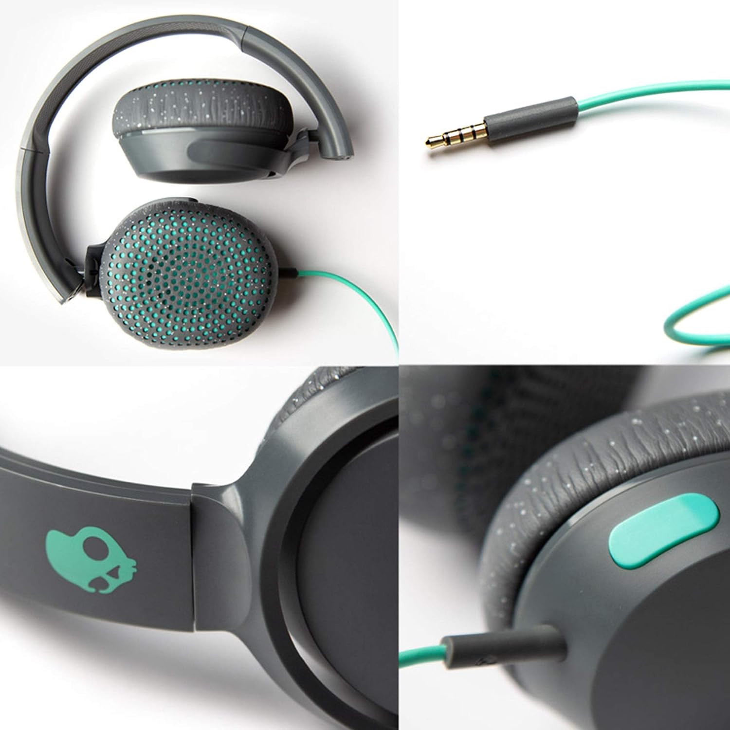 Skullcandy Riff On-Ear Wired Headphones with 3.5mm AUX Plug - Black | Travel Ready with 3.5mm Wired Connection, Built-In Microphone, Foldable Lightweight Comfortable Design, Durable Headband