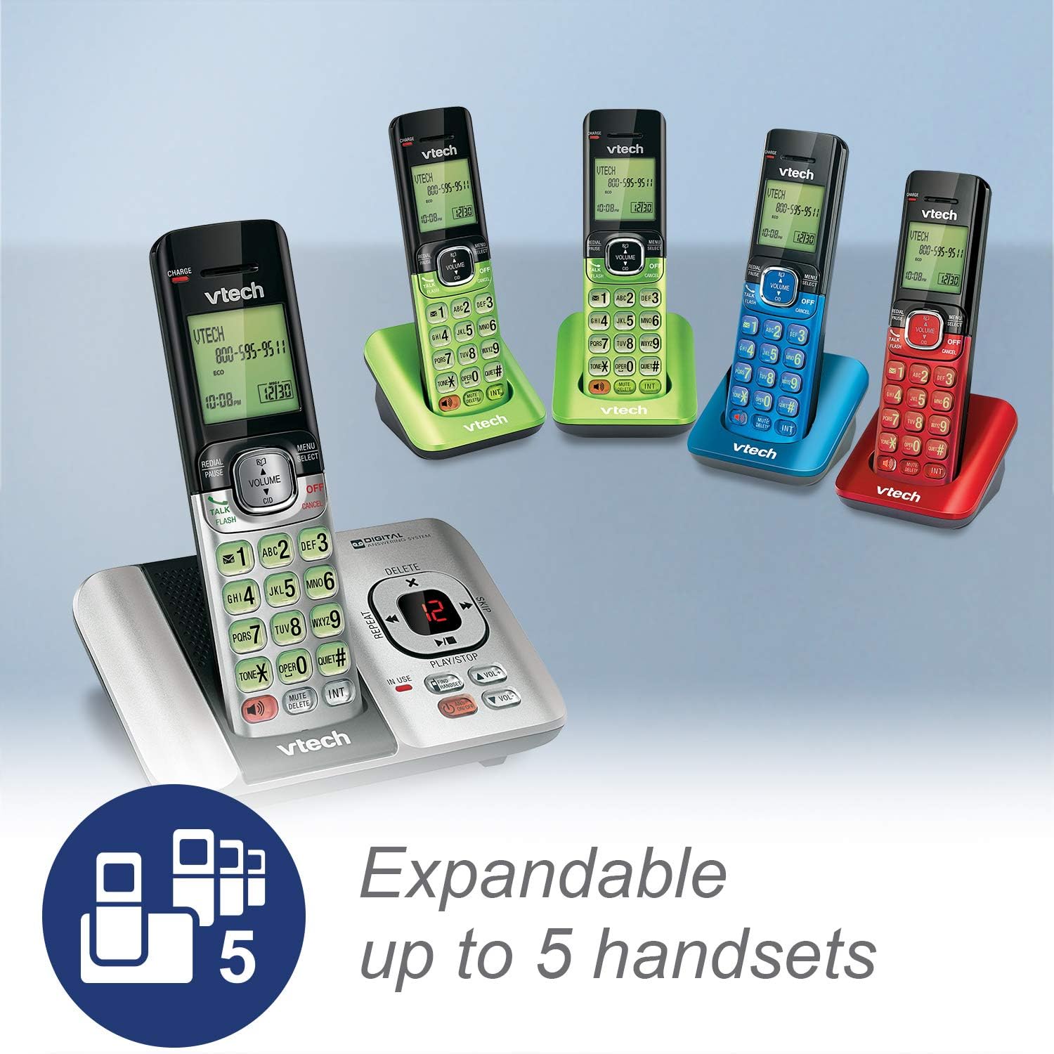 VTech CS6919-16 DECT 6.0 Cordless Phone, Red - Caller ID/Call Waiting (Stores 30 Calls), Backlit Keypad & Display, Full Duplex Handset Speakerphone, Wall Mountable