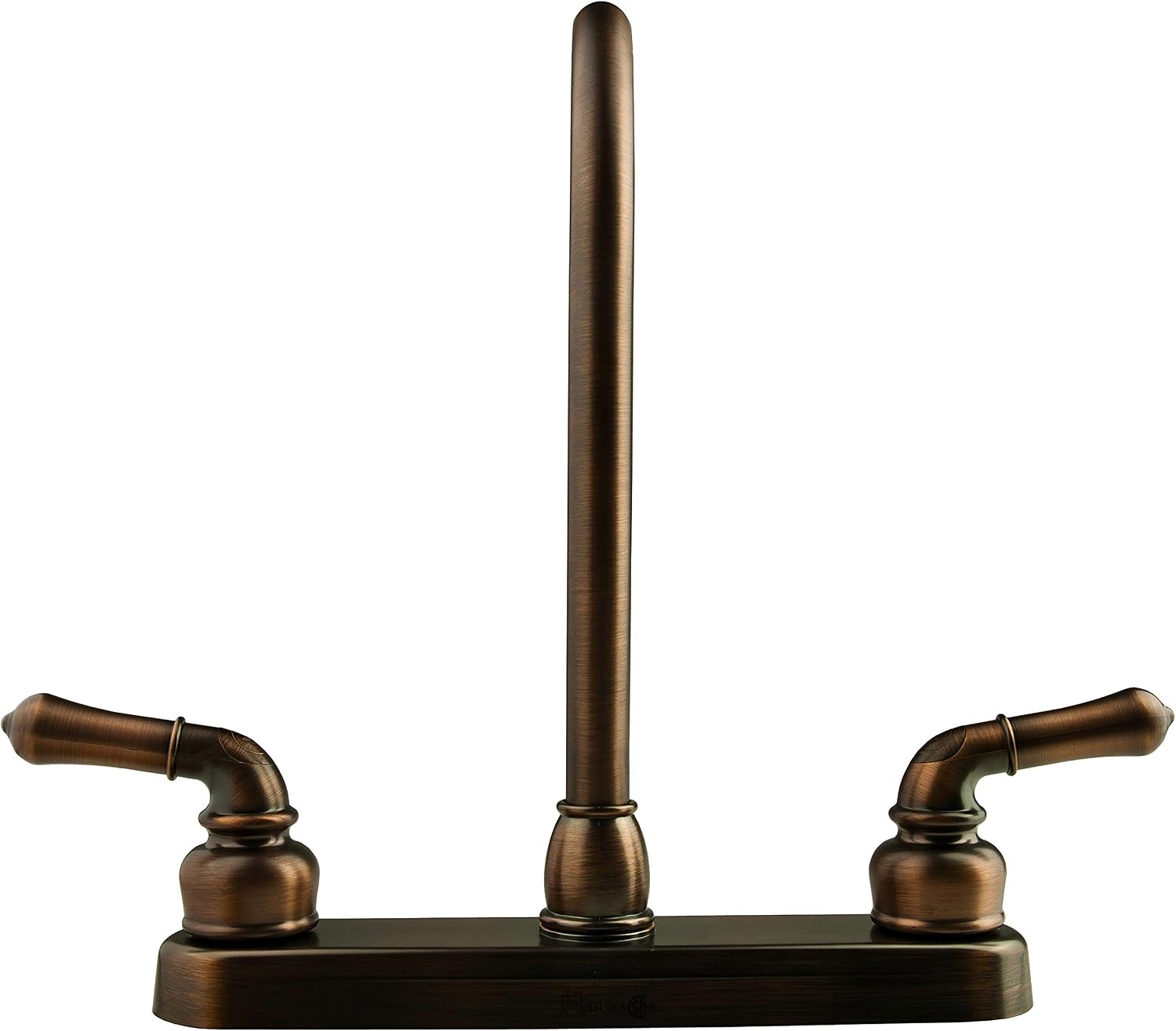 Dura Faucet DF-PK330HC-SN RV J-Spout Kitchen Sink Faucet (Satin Nickel) | Tall spout clears big pots; dual levers fine-tune water flow. Brushed Satin Nickel.