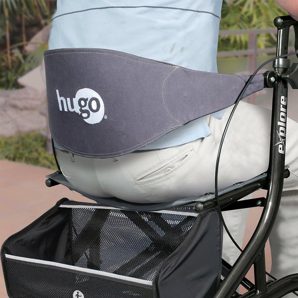 Hugo Mobility Explore Side-Fold Rollator Walker with Seat, Backrest and Folding Basket