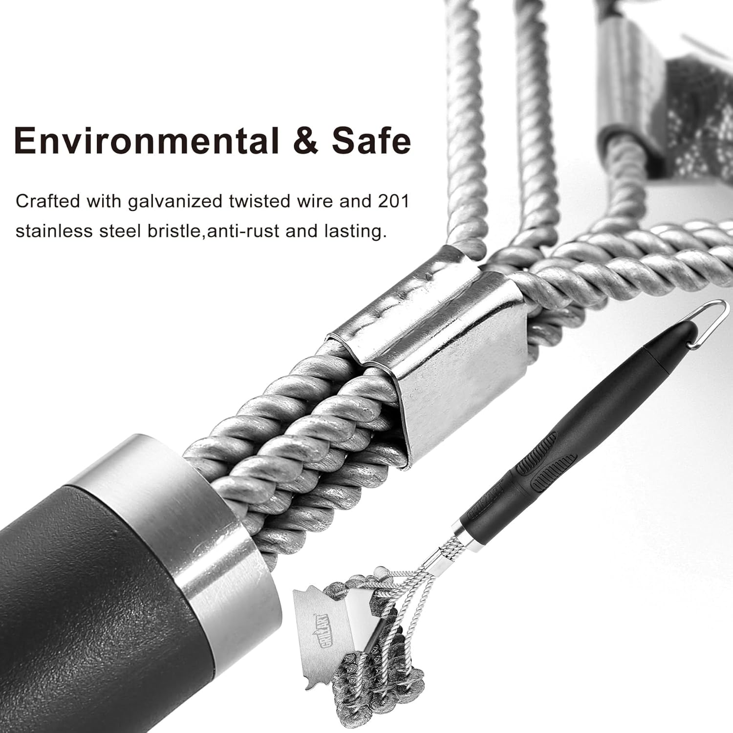 Grill Brush and Scraper Bristle Free – Safe BBQ Brush for Grill – 18'' Stainless Grill Grate Cleaner - Safe Grill Accessories for