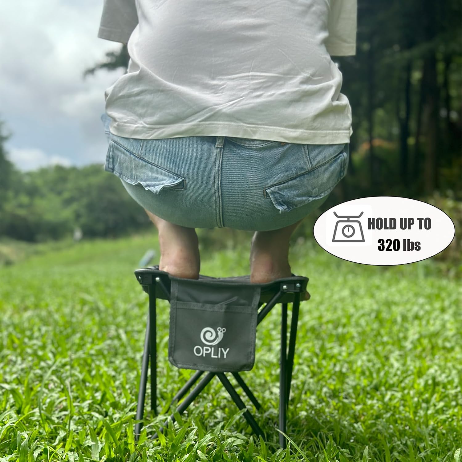 Opliy Camping Stool, Folding Small Chair Portable Camp Stool for Camping Fishing Hiking Gardening and Beach, Camping Seat with Carry Bag (Blue-Leaf)
