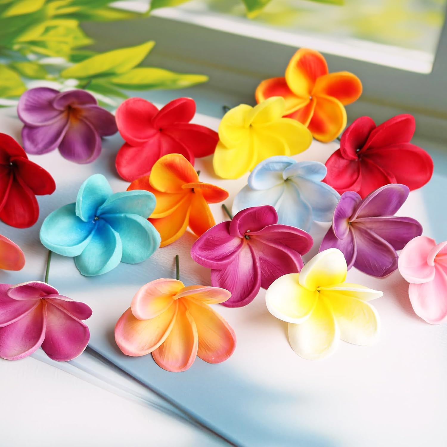 10PCS Artificial Plumeria Flowers with Stem, Apricot | Natural Real Touch,DIY Cake Decoration, Hawaiian Part, Luau Decor, Wedding Bouquets