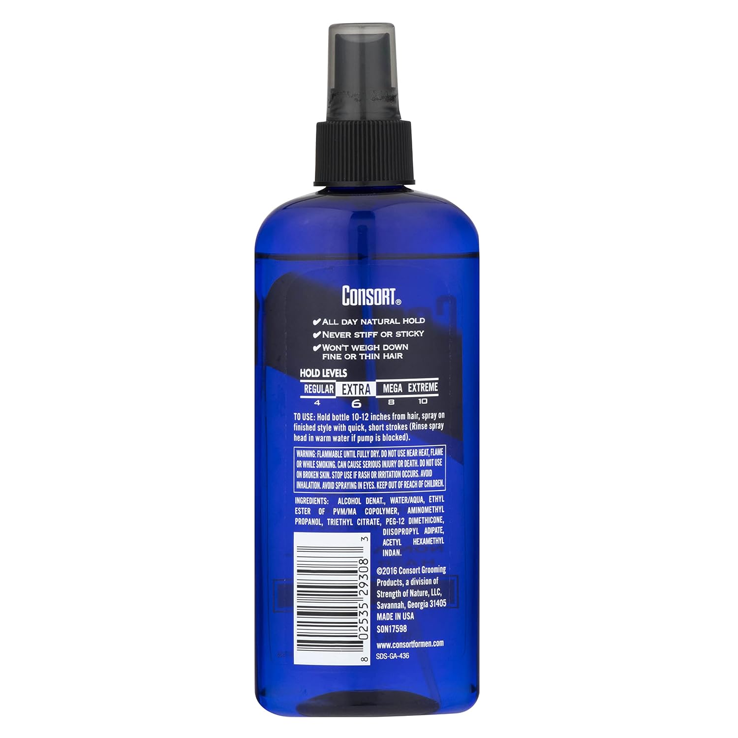 Consort Extra Hold Non-Aerosol Hair Spray for Men, Unscented, 8 Oz | Extra-hold pump hair spray, fast drying and not sticky or stiff, unscented