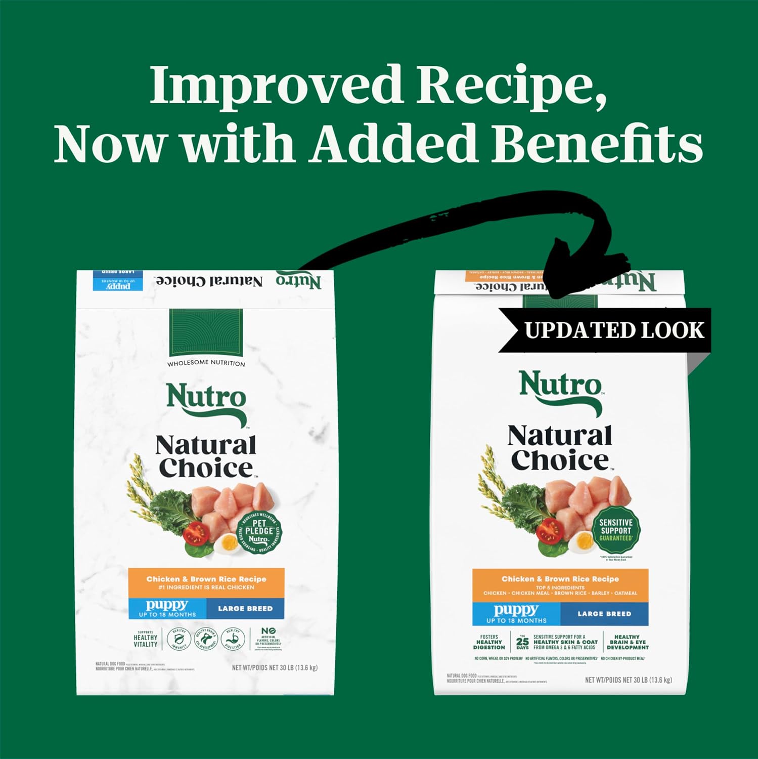 Nutro Natural Choice Large Breed Puppy Dry Dog Food, Chicken, 30 lb | Real chicken #1 ingredient, non-GMO, no corn, wheat, soy, supports brain & eye development, bones, muscles & joints