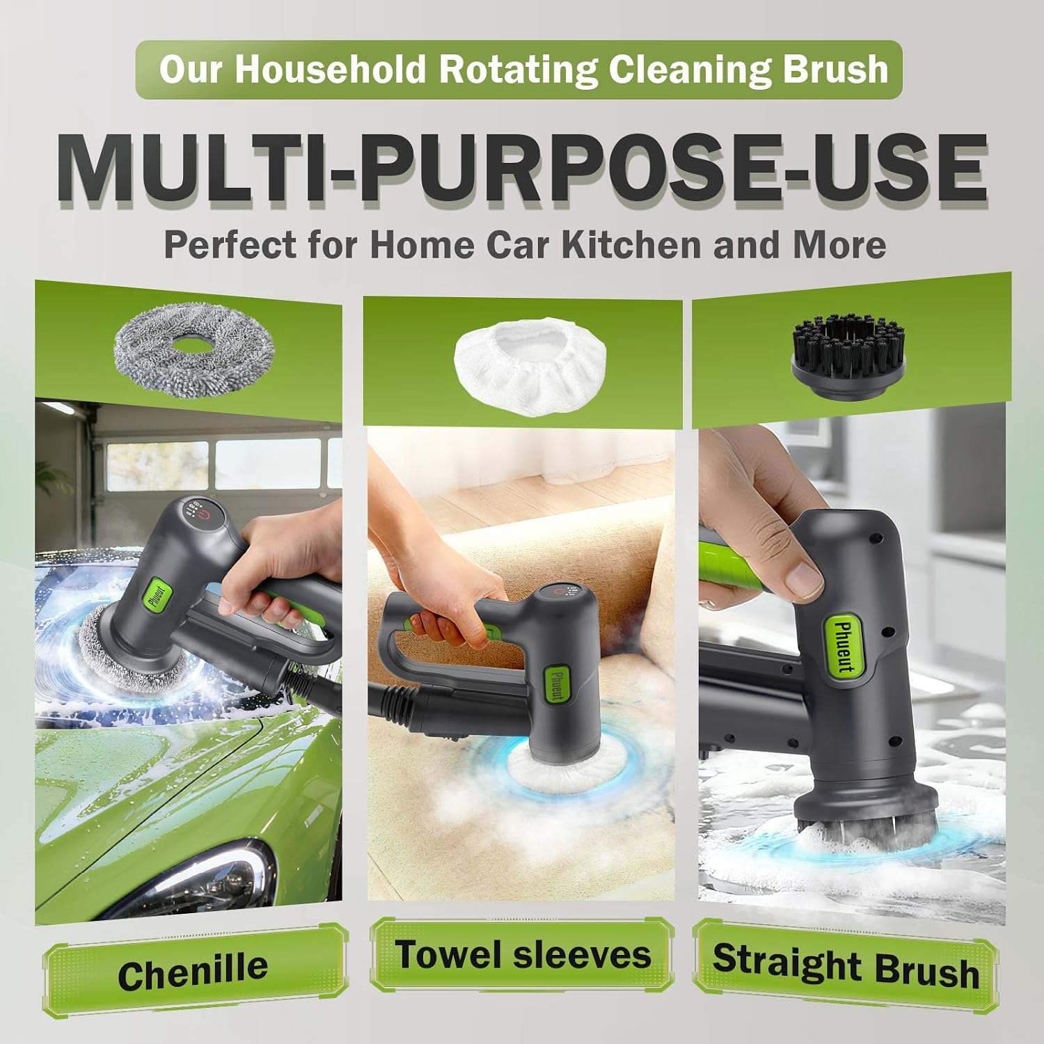Electric Spin Scrubber Cordless, 2 Speeds Power Cleaning Brush