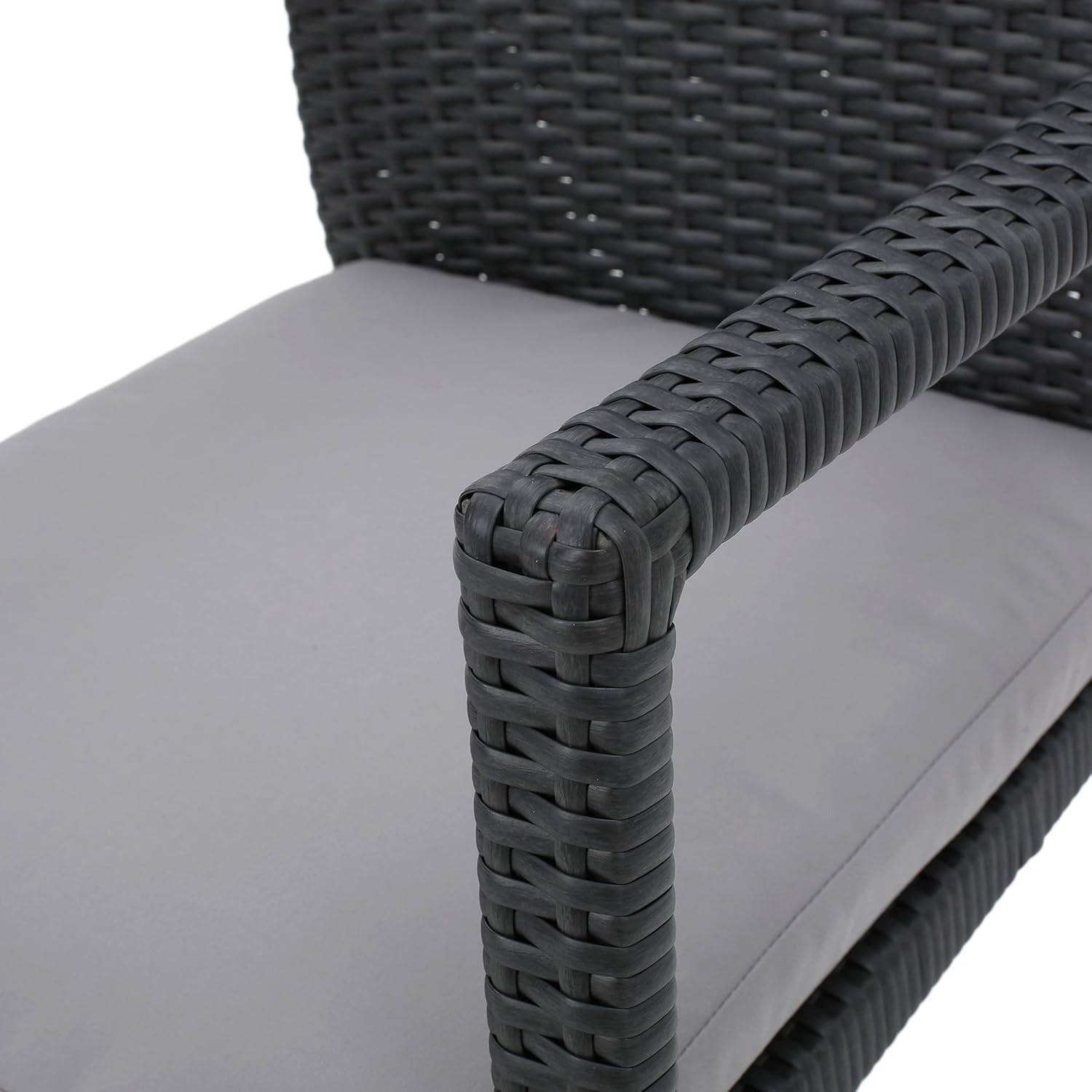 Christopher Knight Home Corsica Outdoor Wicker Dining Chairs with Cushions, 2-Pcs Set, Grey