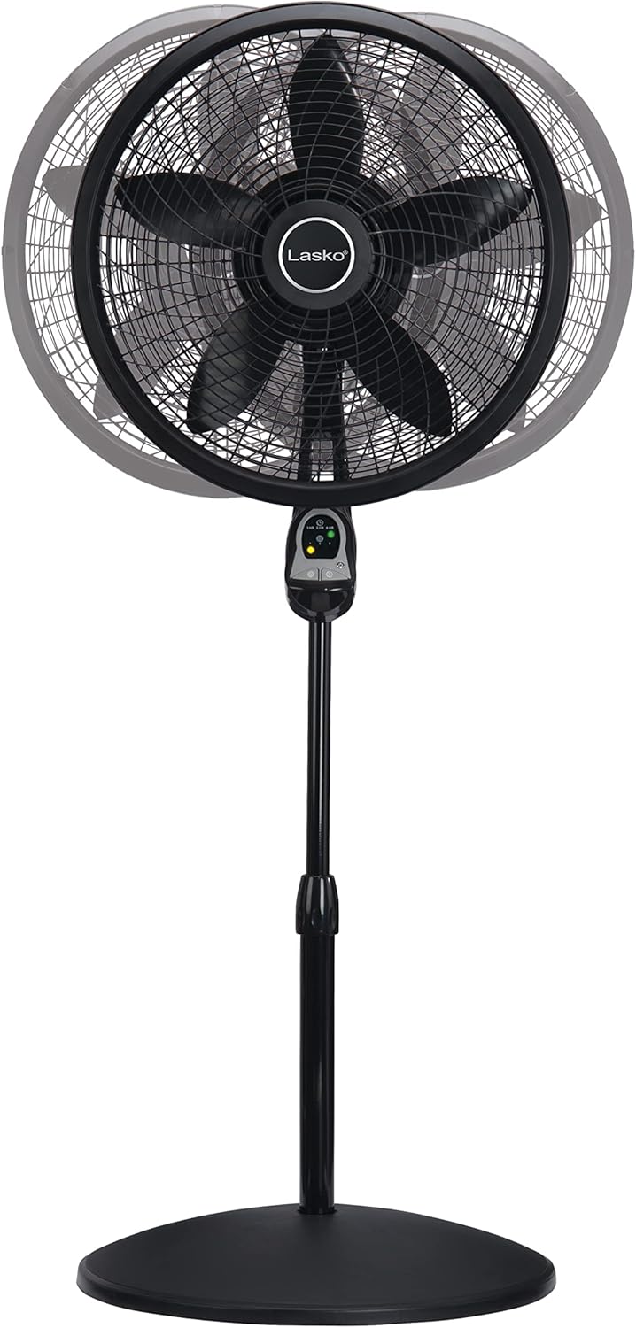Lasko Cyclone Oscillating Pedestal Fan - Adjustable to 54" - 1843 - Black | Remote Control, Cooling Standing Fan for Bedroom, Living Room