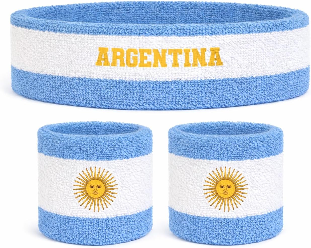 Suddora Country Headband & Wristbands Set (Includes 2 Wrist & 1 Head Sweatband), Highly Moisture Wicking