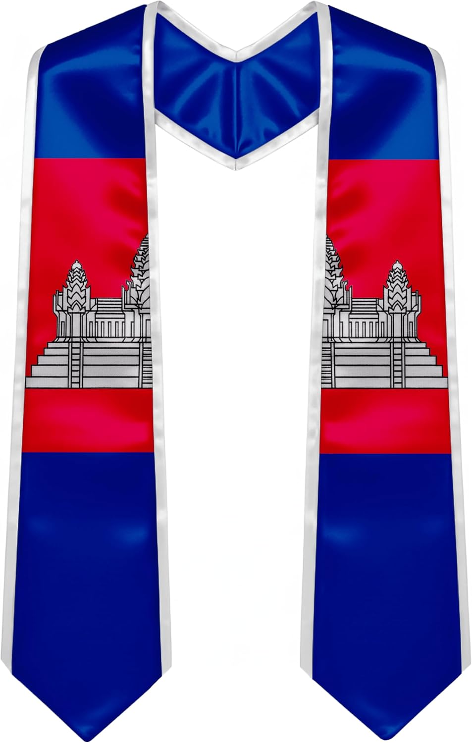 YOXEULL National Flag Embroidered Graduation Stole with Trim, Graduation Sash Graduates Gift, 72"