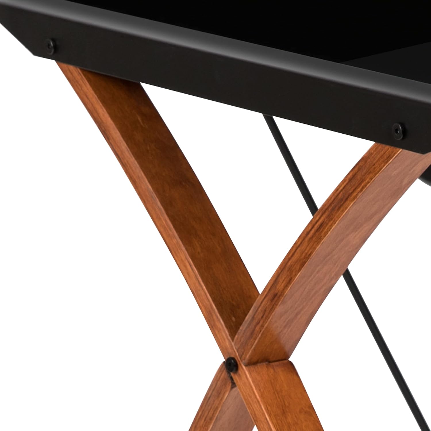 Flash Furniture Jude Tempered Glass Computer Desk with Pull-Out Keyboard Tray and Crisscross Frame, Small Computer Desk for Home Office, Cherry/Clear