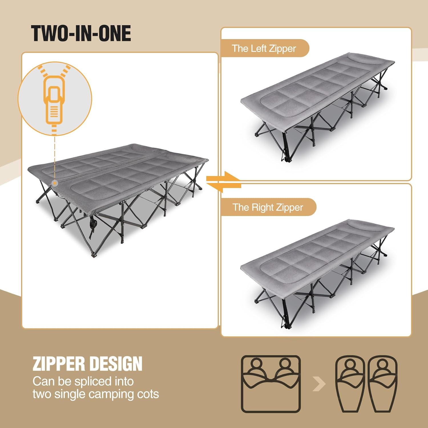 REDCAMP Oversized Camping Cots for Adults 500lbs, 33.5'' Extra Wide Tall Sleeping Cots Heavy Duty, XL Cots Portable for Outdoor Indoor Office