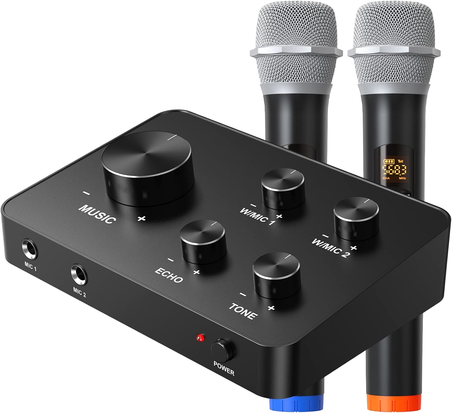 Rybozen Wireless Microphone Karaoke Mixer System, Dual Handheld Wireless Microphone for Karaoke, Smart TV, PC, Speaker, Amplifier, Church