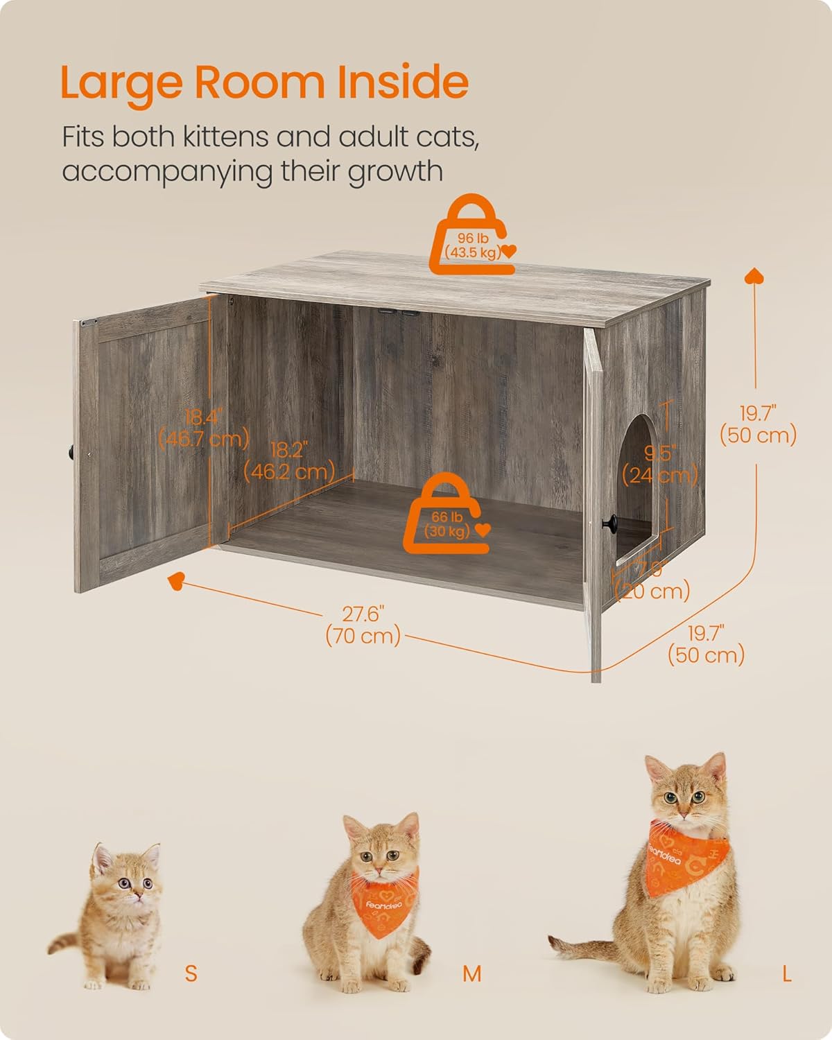 Feandrea Cat Litter Box Enclosure, End Table, 31.5 x 20.9 x 19.7 Inches
