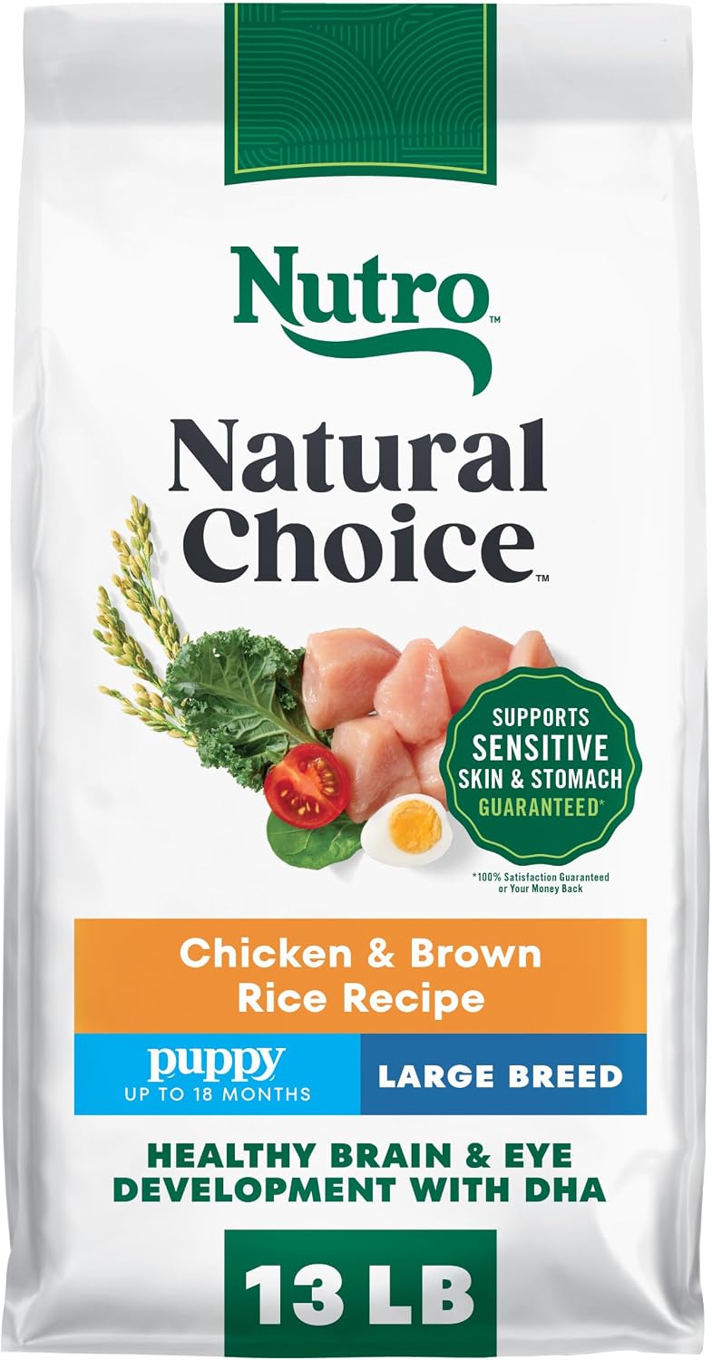 Nutro Natural Choice Large Breed Puppy Dry Dog Food, Chicken, 30 lb | Real chicken #1 ingredient, non-GMO, no corn, wheat, soy, supports brain & eye development, bones, muscles & joints