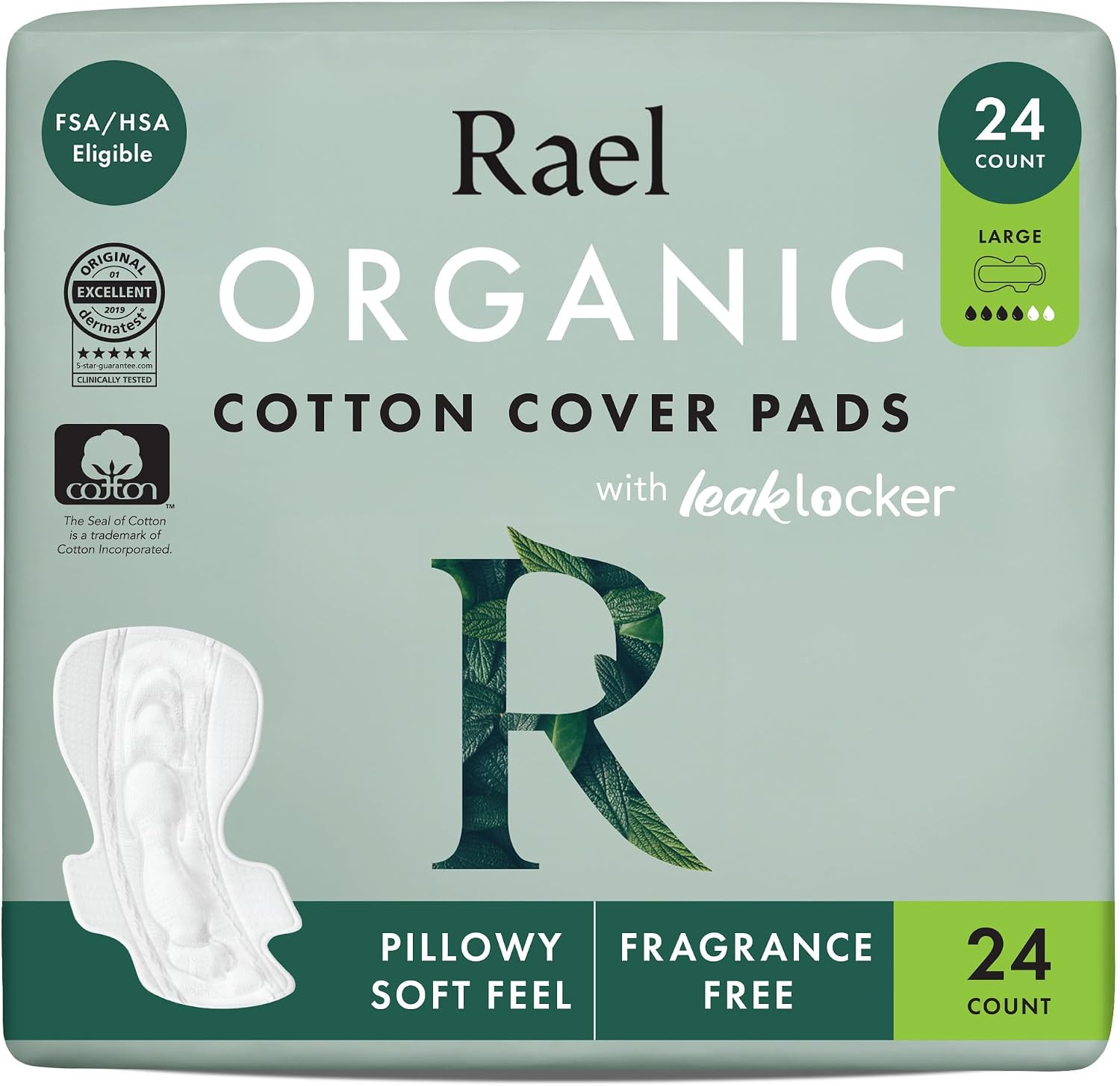 Rael Organic Cotton Cover Sanitary Pads for Women Moderate (Regular, 56 Ct) | Ultra Thin Period Pads with Wings, Regular Absorbency, Unscented, Chlorine Free, Period Essentials, Feminine Care