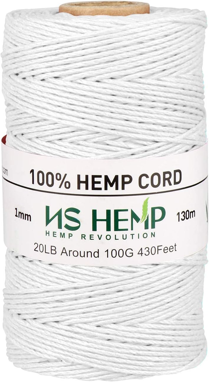 【 NS HEMP 】 Sustainable Hemp Twine Hemp Cord for Jewelry Making, Hemp Cord 1mm 130 Meters (026 RAW)