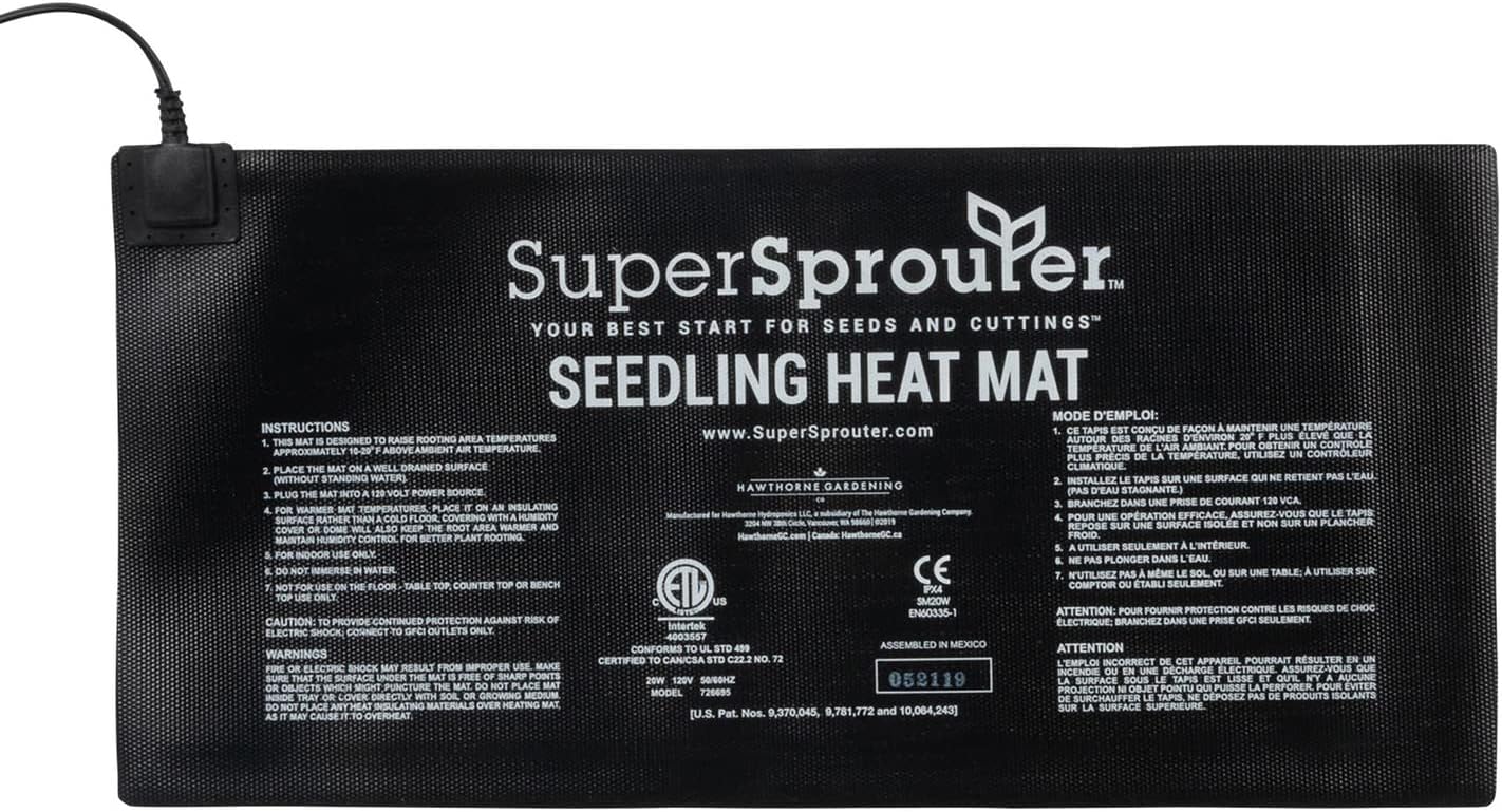 Super Sprouter Premium Heated Propagation Kit for Starting Seeds or Cuttings, Includes Heat Mat, Tray, Grow Light, and More