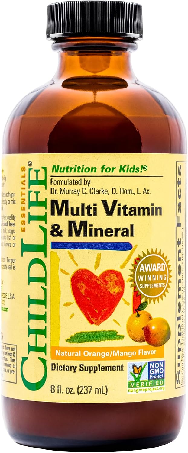 CHILDLIFE ESSENTIALS Kids Multivitamin & Mineral Mango, 8 Fl Oz (Pack of 1) | Vitamin D, C, Magnesium, Zinc, Vitamins for Kids, Liquid Supplement