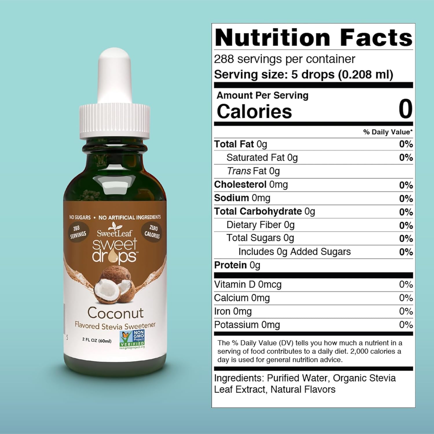 SweetLeaf Sweet Drops - Flavored Stevia Liquid Sweetener, Organic Stevia Extract, Zero Calories, Gluten Free, Keto Friendly, Non GMO, Natural Flavors, Sugar Alternative - Coconut, 2 Fl Oz (Pack of 1) | Sweet Drops, Organic Stevia Leaf Extract, Zero Calor…