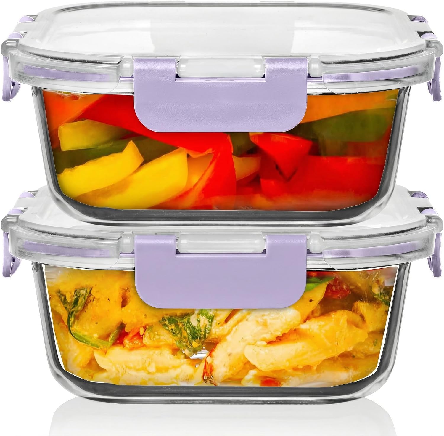 Razab 2 PC 1200ML / 41 Oz Glass Food Storage Containers with Lids - Airtight & Leakproof - Microwave/Oven/Freezer Safe - BPA Free - Ideal for Meal
