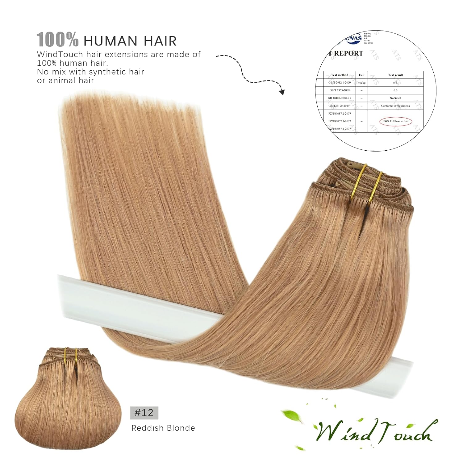 WindTouch Clip In Hair Extensions Human Hair Mixed Bleach Blonde 18Inch 75g Hair Extensions for Women Remy Blonde Extensions Clip in #18p613 7PCS