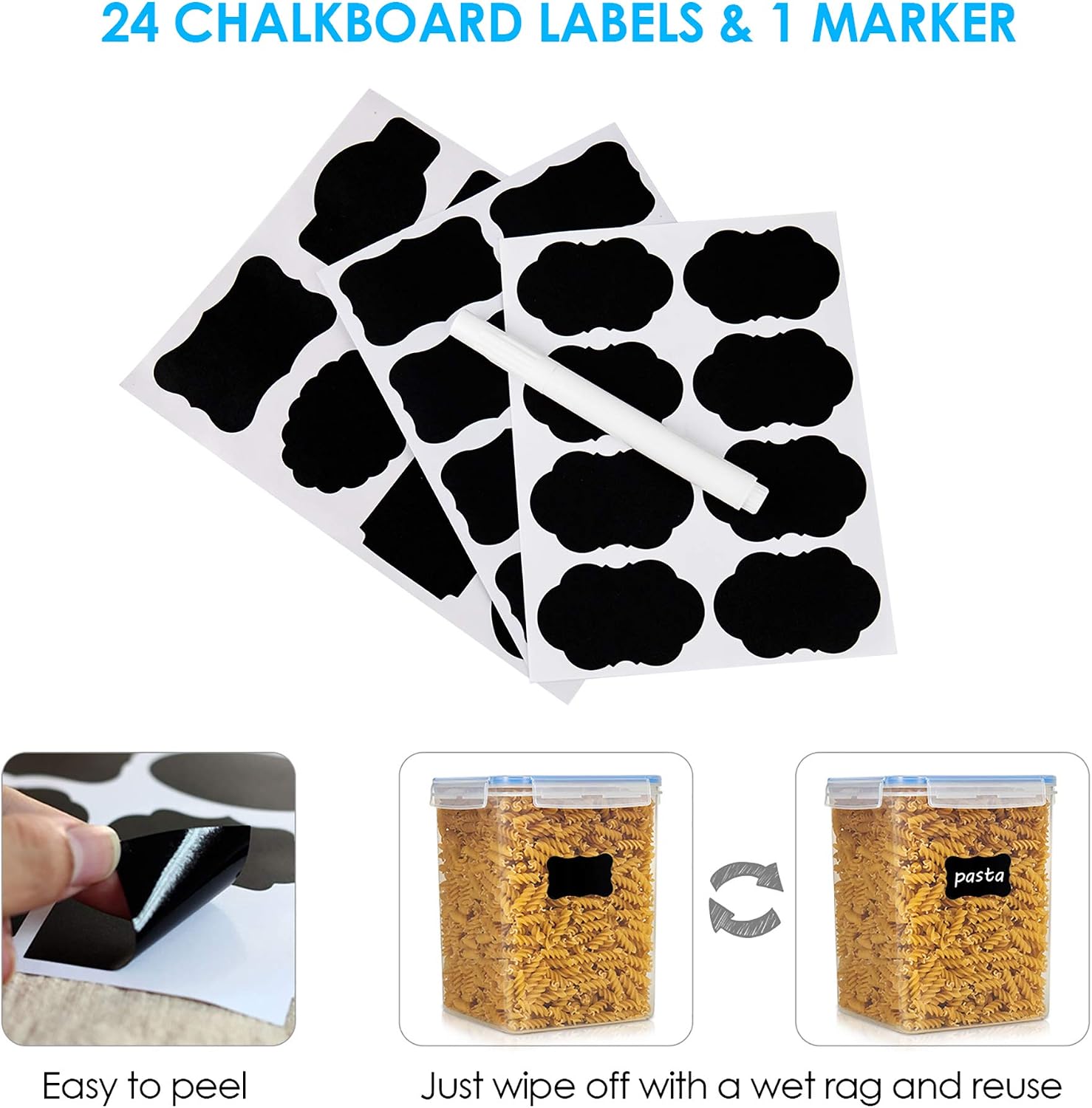 Vtopmart 5.2L Flour Sugar Storage Containers, 4 PCS, Black