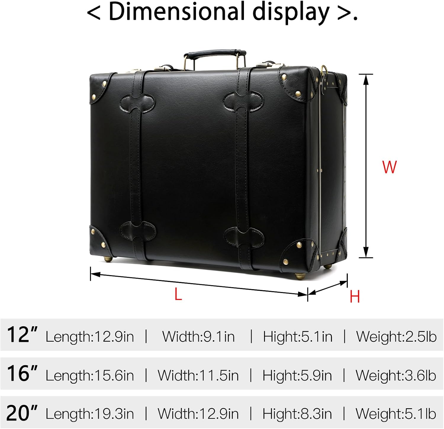 urecity Vintage and Cute Carry-on Overnight Case Non-wheeled Mini Leather Trunk Suitcase with Shoulder Strap