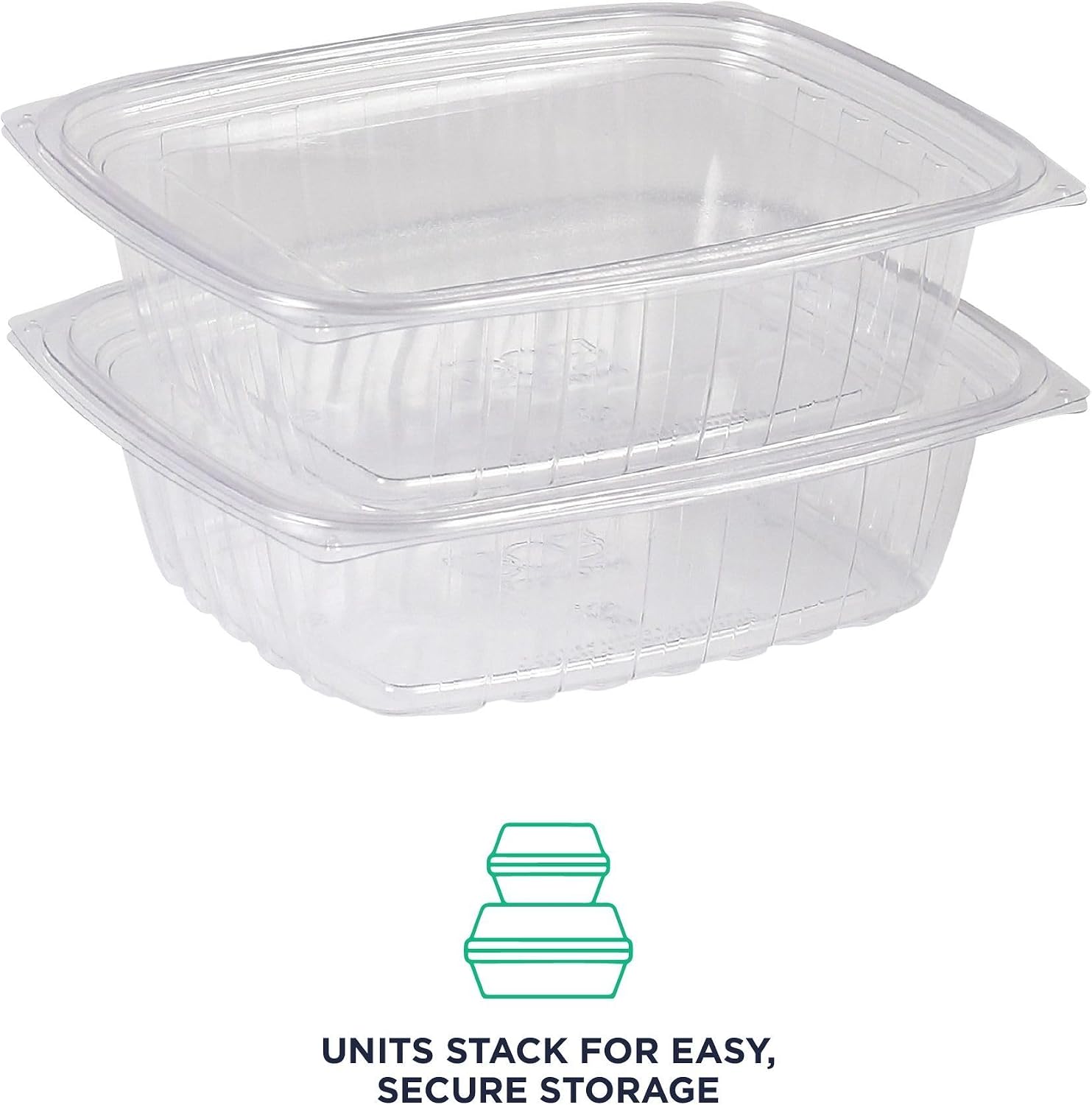 Eco-Products EPRC32 Renewable & Compostable Rectangular Deli Containers - 32oz., 50 Per Pack (Case of 4 Packs), clear