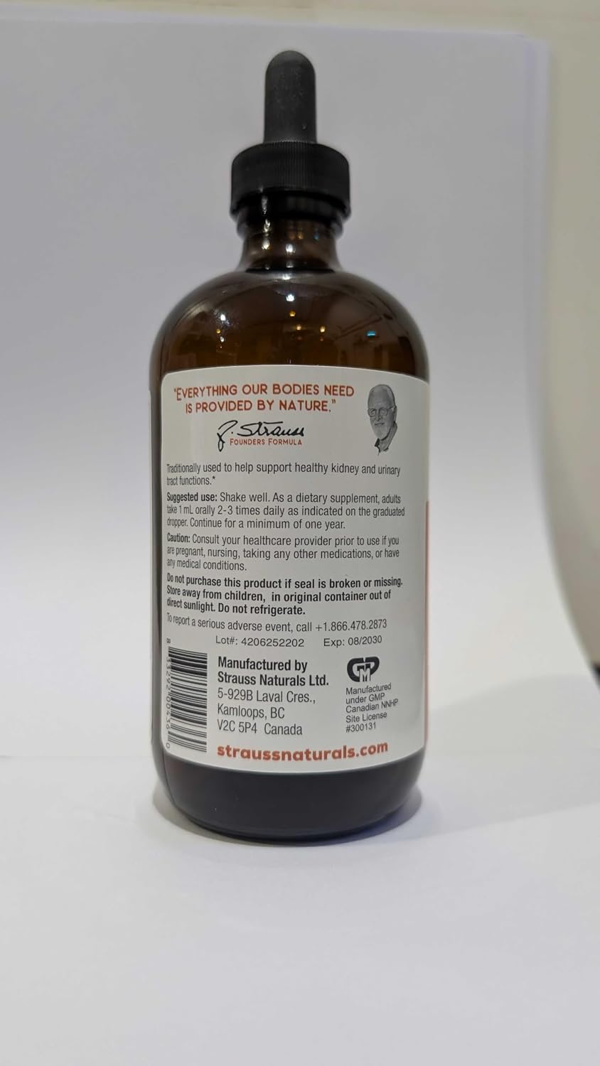 Strauss Naturals Kidney Support Supplement, Spearmint, 225 ml | Herbal Cleanse & Detox, Supports Urinary Tract Function, Non-GMO