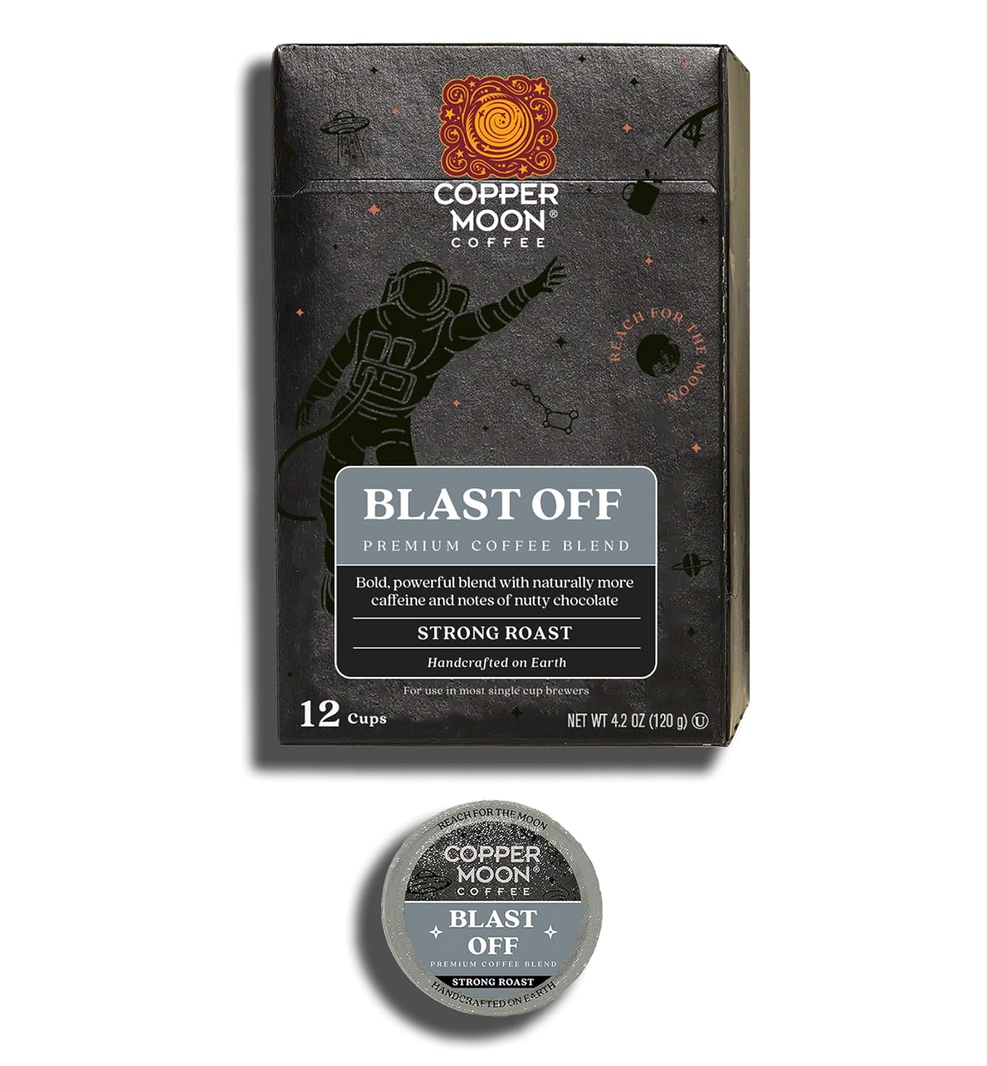 Copper Moon K-Cup Coffee Pods, Medium Roast, Hawaiian Hazelnut, 12 Count | 12 Count, Flavored Coffee, Vegan, Allergen Free, Non-GMO, Kosher, Small Batch Roasted, Compatible with Keurig K Cup Brewers