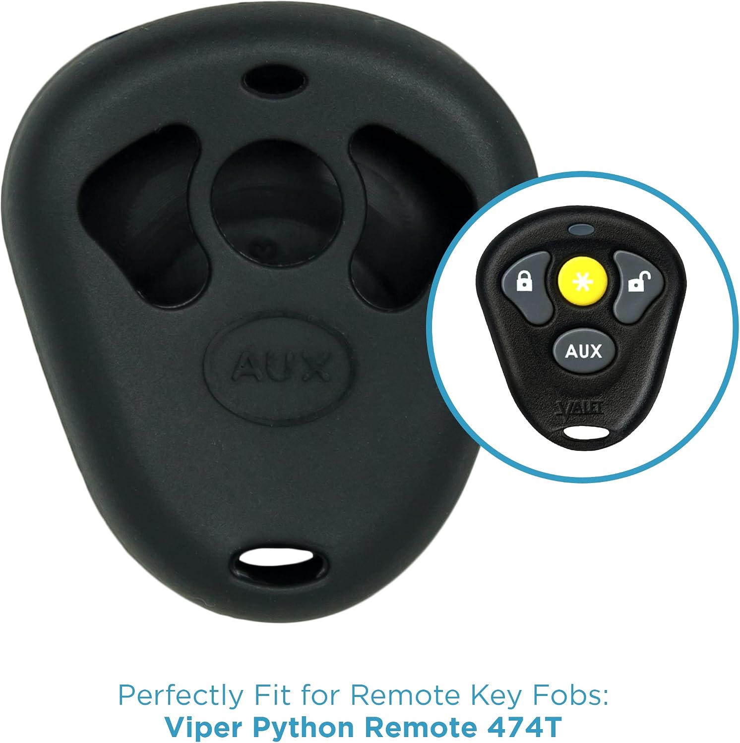 Replacement for New Silicone Cover Protective Case for Viper Python Remote 474T- Black