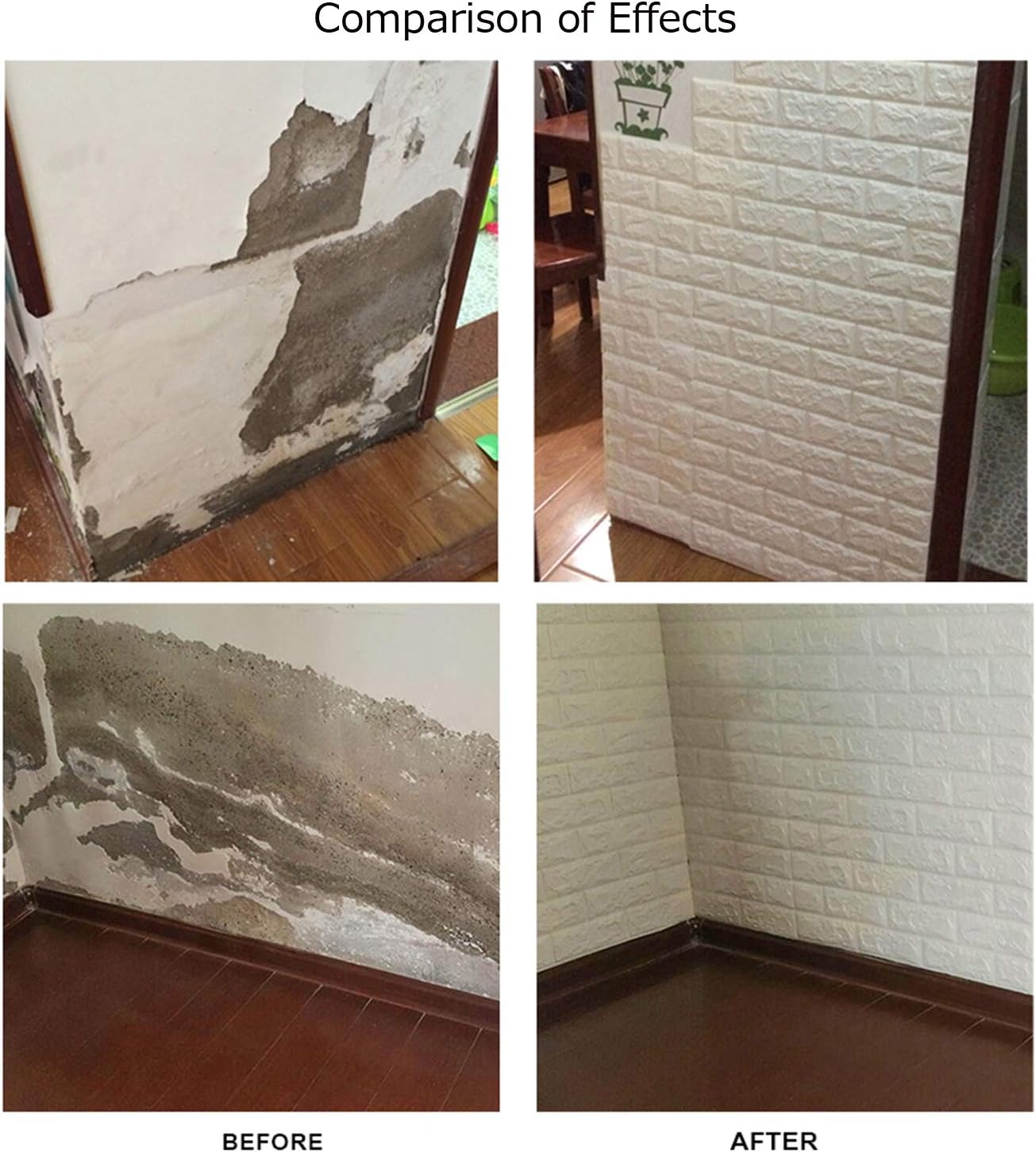 MYOYAY 10 Pcs 3D Wall Panels Peel and Stick 27.5 x 30.3 Inch (in Sum 57 sq.ft.) White Brick Wallpaper Self-Adhesive Foam Wall Panels for Living Room