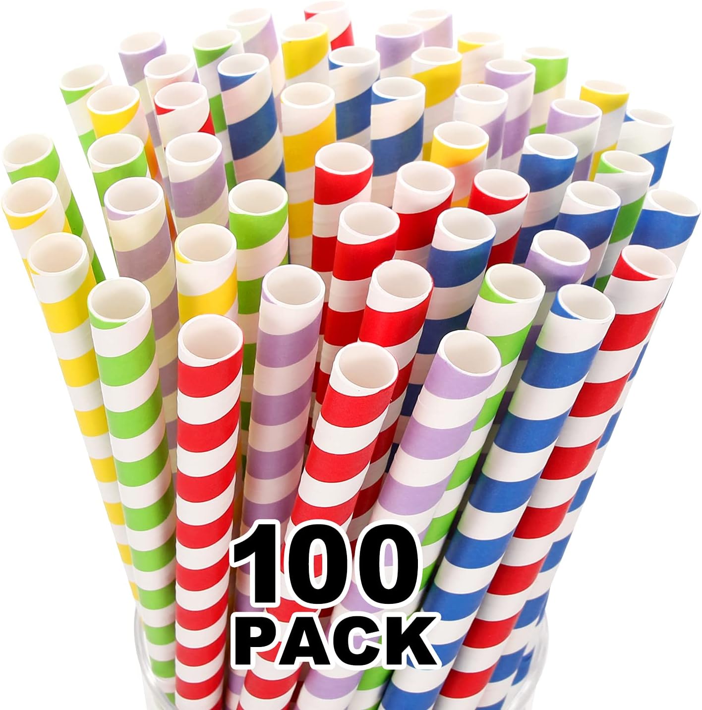 100 Pack, Extra Wide Paper Smoothie, Boba Straws - 10 mm Wide Biodegradable Straws for Bubble Tea (Tapioca, Boba Pearls), Milkshakes