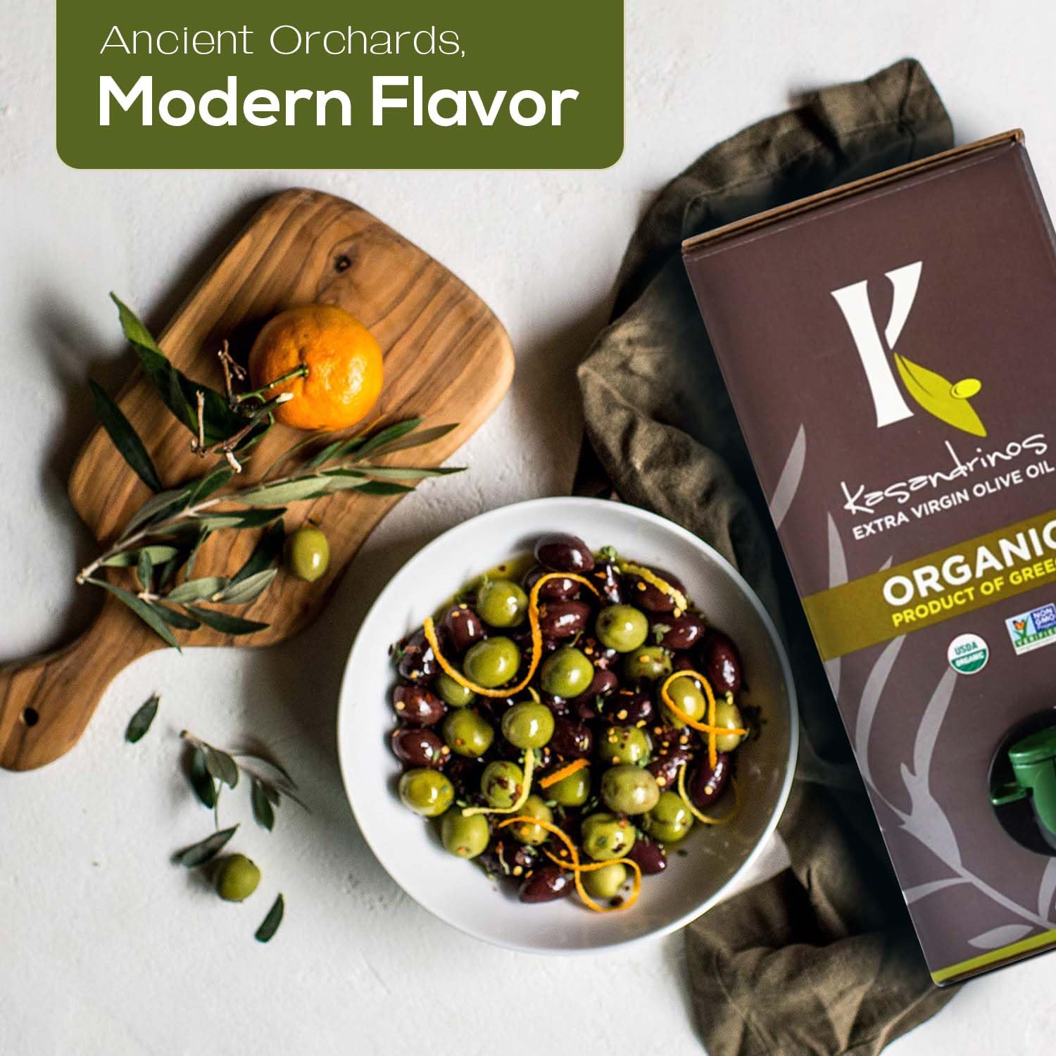 Kasandrinos Organic Olive Oil Extra Virgin, Polyphenol Rich Greek Olive Oil, 100% Organic First Cold Pressed, Mild + Delicate Flavor, Verified by Non GMO, 500 ml / 16.9 oz