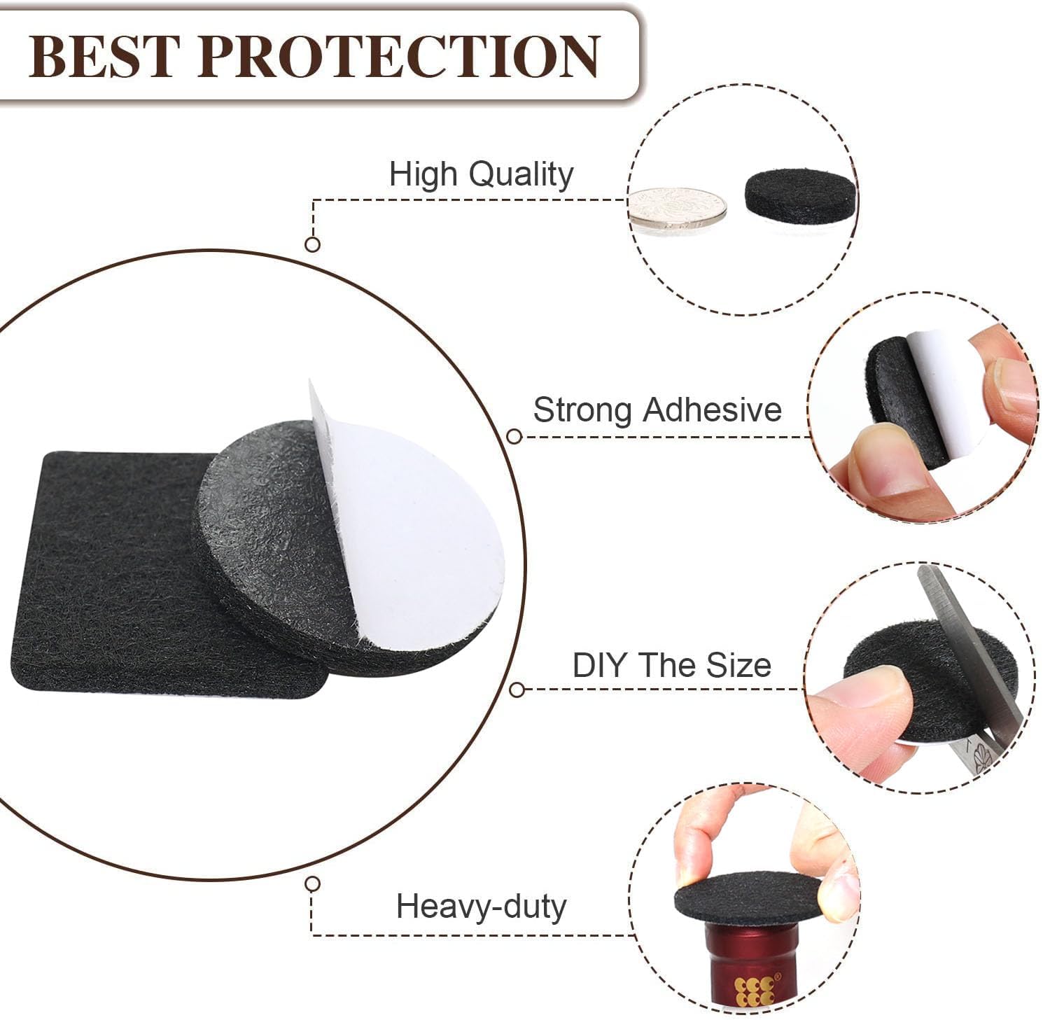 Yelanon Felt Furniture Pads 56 Pcs for Hardwood Floors Brown