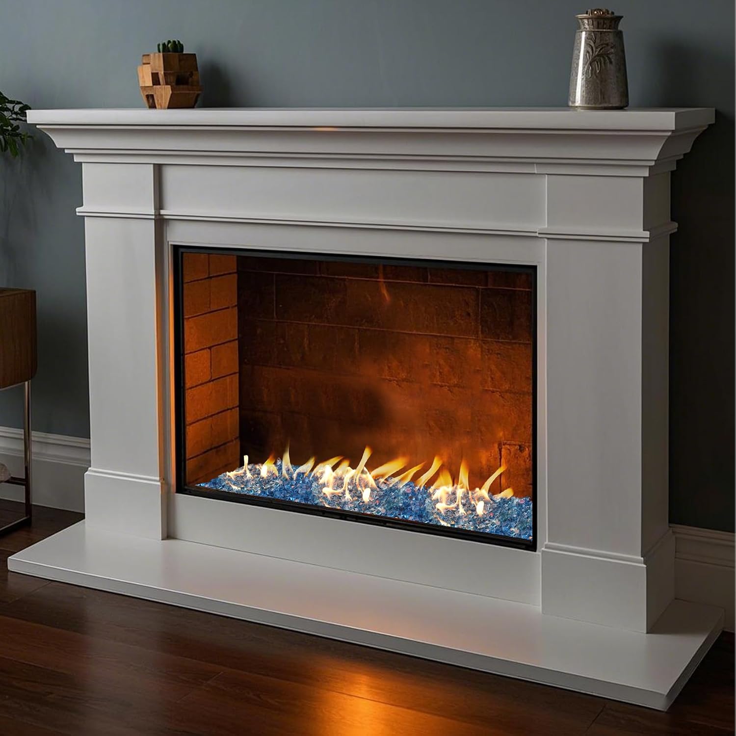 Skyflame 1/4" Pacific Blue Regular Fire Glass for Fire Pit Fireplace