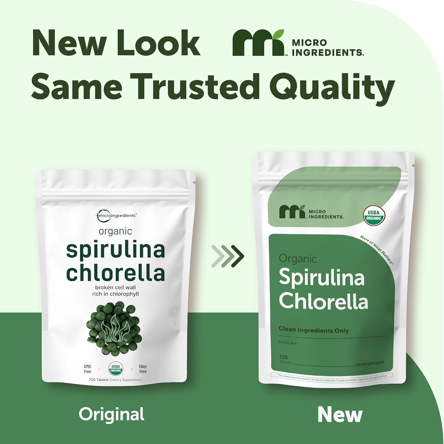 Micro Ingredients Organic Spirulina Chlorella Tablets, 720 Count | 4 Month Supply. 50/50 Algae Blend, Broken Cell Wall