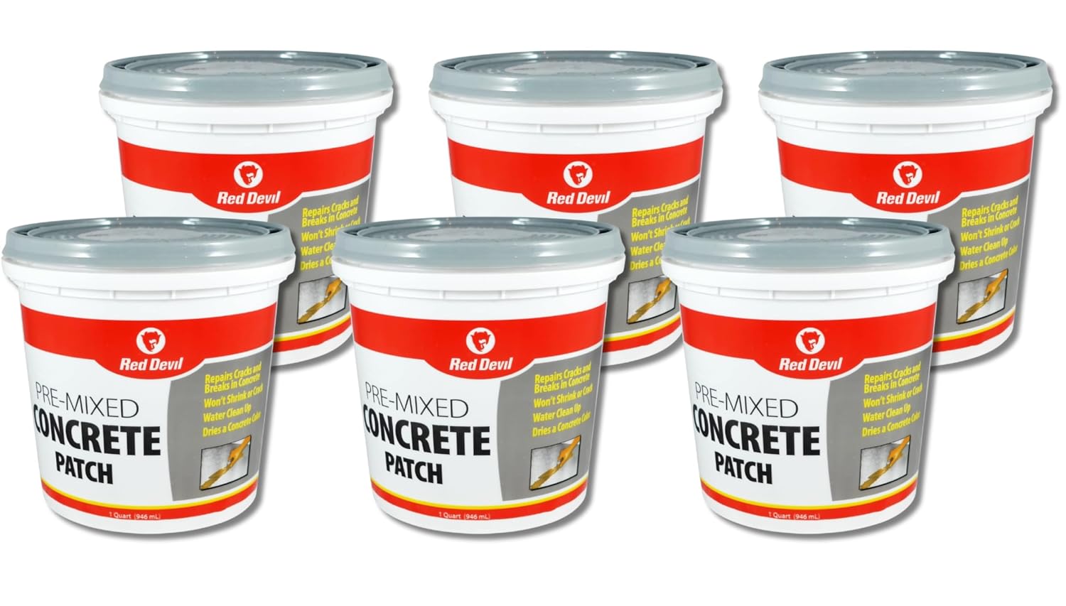 Red Devil 0645 Concrete Repair Patch, Cement Crack Filler, 5.5 Oz Squeeze Tube, Pre-Mixed, Pack of 1, Gray, Made in USA