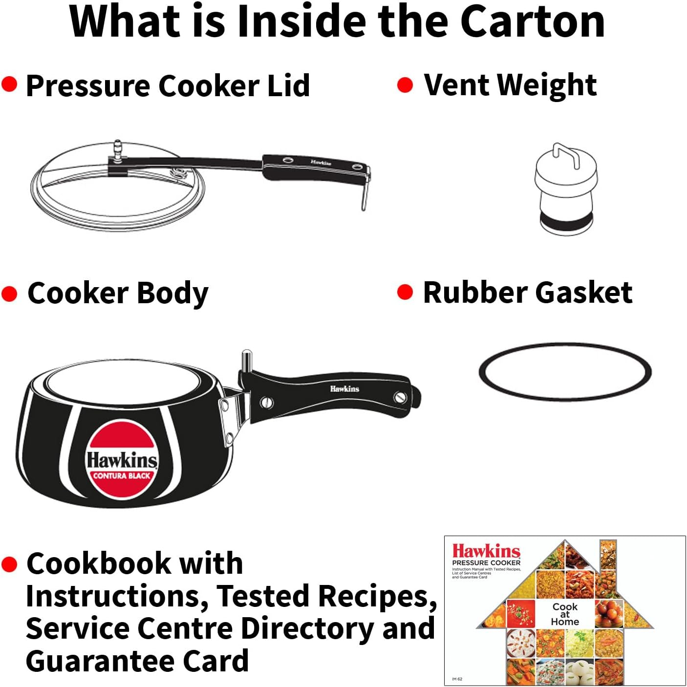 Hawkins 3.5 Litre Contura Black Pressure Cooker, Hard Anodised Inner Lid Cooker, Handi Cooker, Black (CB35)