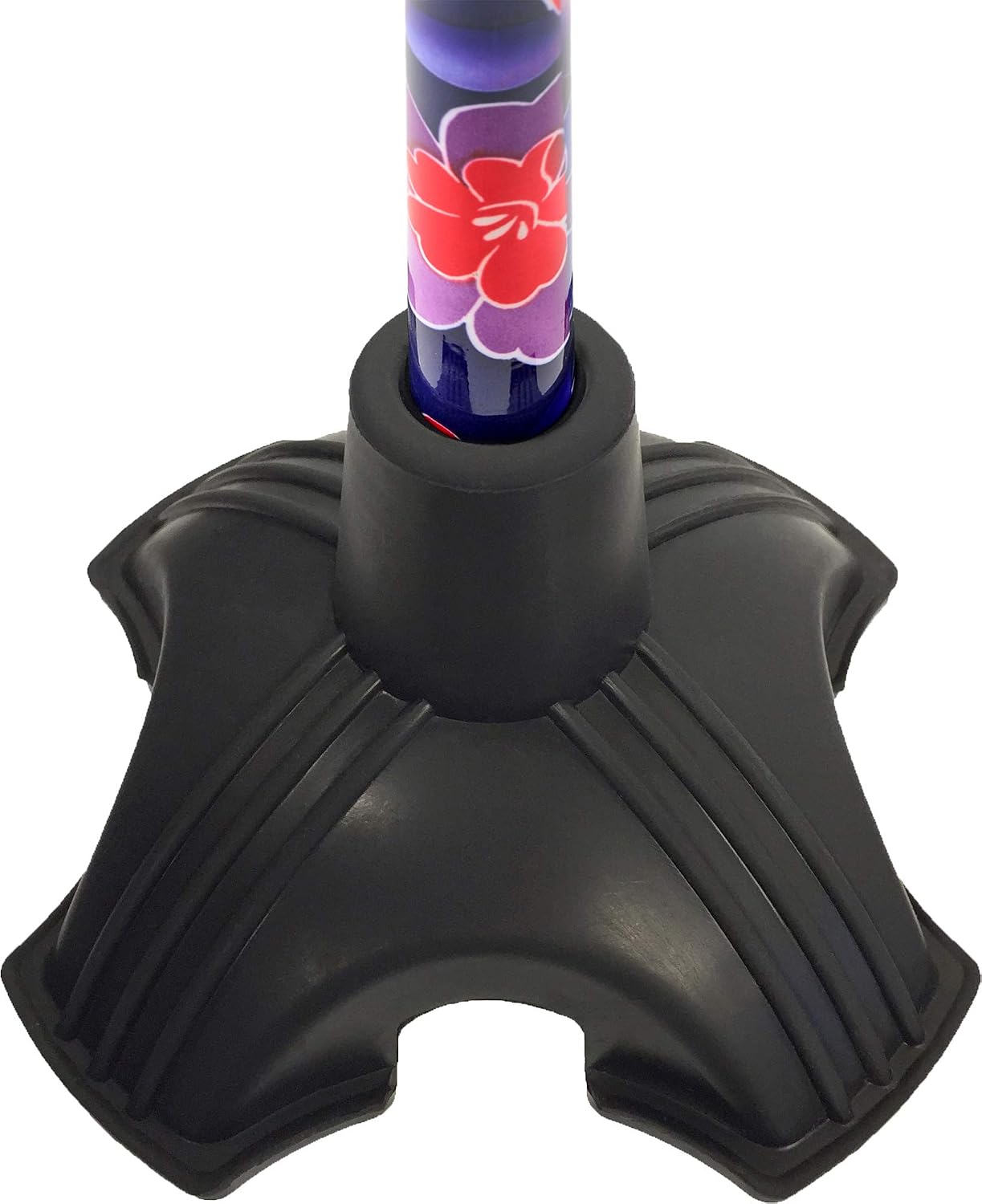NOVA Stand Alone Quad Cane Tip – Extra-Wide Self-Standing Rubber Base with Non-Slip Grip Traction